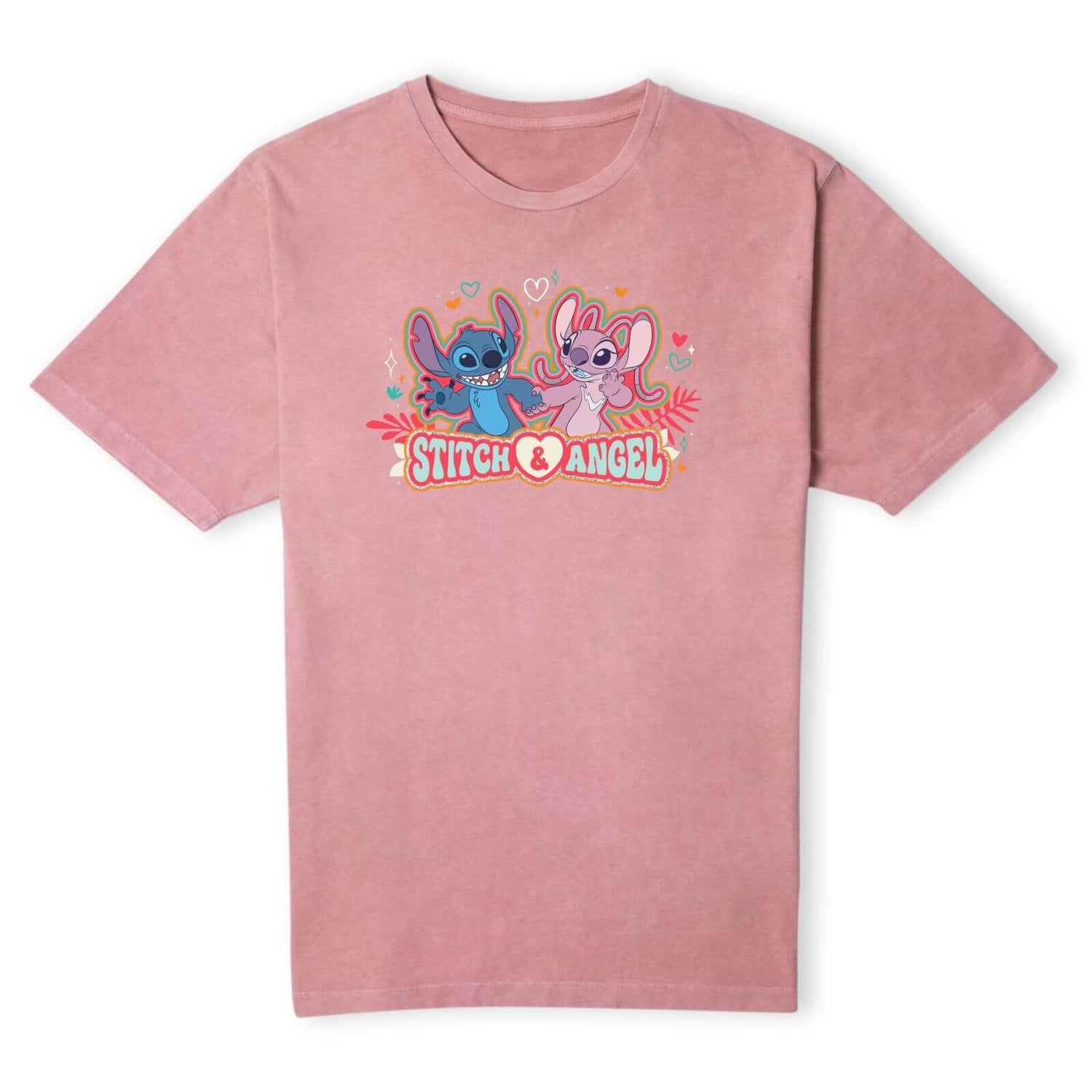 T-shirt pour homme Disney Lilo et Stitch Compagnon - Rose délavé