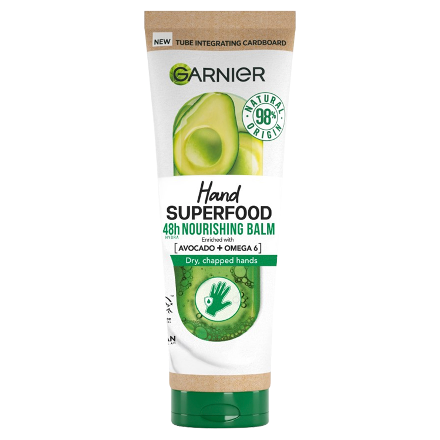 Garnier Vegan Hand Superfood, Nourishing Hand Cream with Avocado and Omega 6 for Dry Hands 75ml