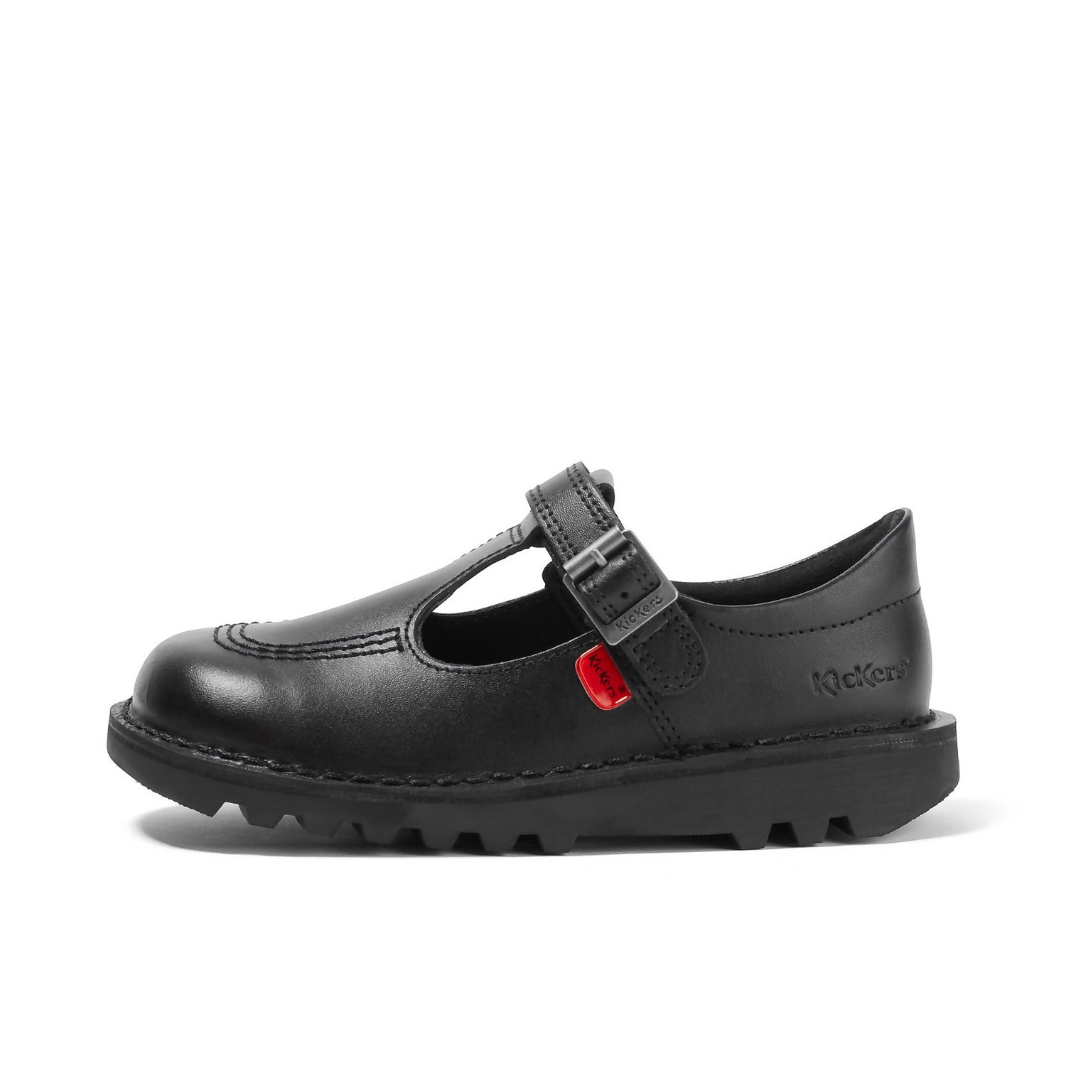 Infant Girls Kick T Bar Vel Leather Black Kickers