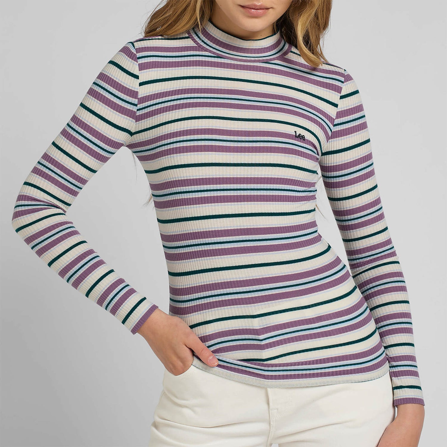 Lee Striped Ribbed Jersey Top - XS