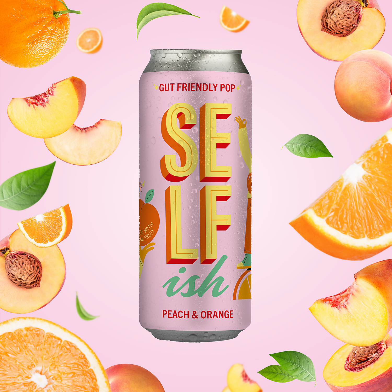 Selfish Gut Friendly Pop - Peach & Orange (12x330ml Cans)