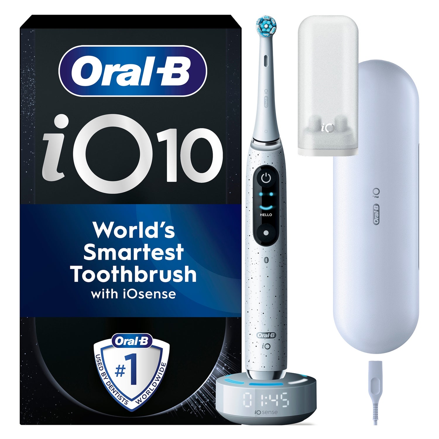 Oral-B iO10 Stardust White Electric Toothbrush with Charging Travel Case