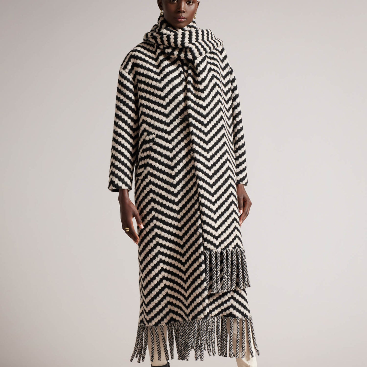 Ted Baker Jilliya Chevron Knit Scarf Coat