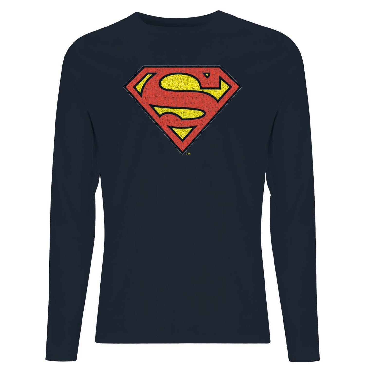 Superman Crackle Logo Men's Long Sleeve T-Shirt - Navy