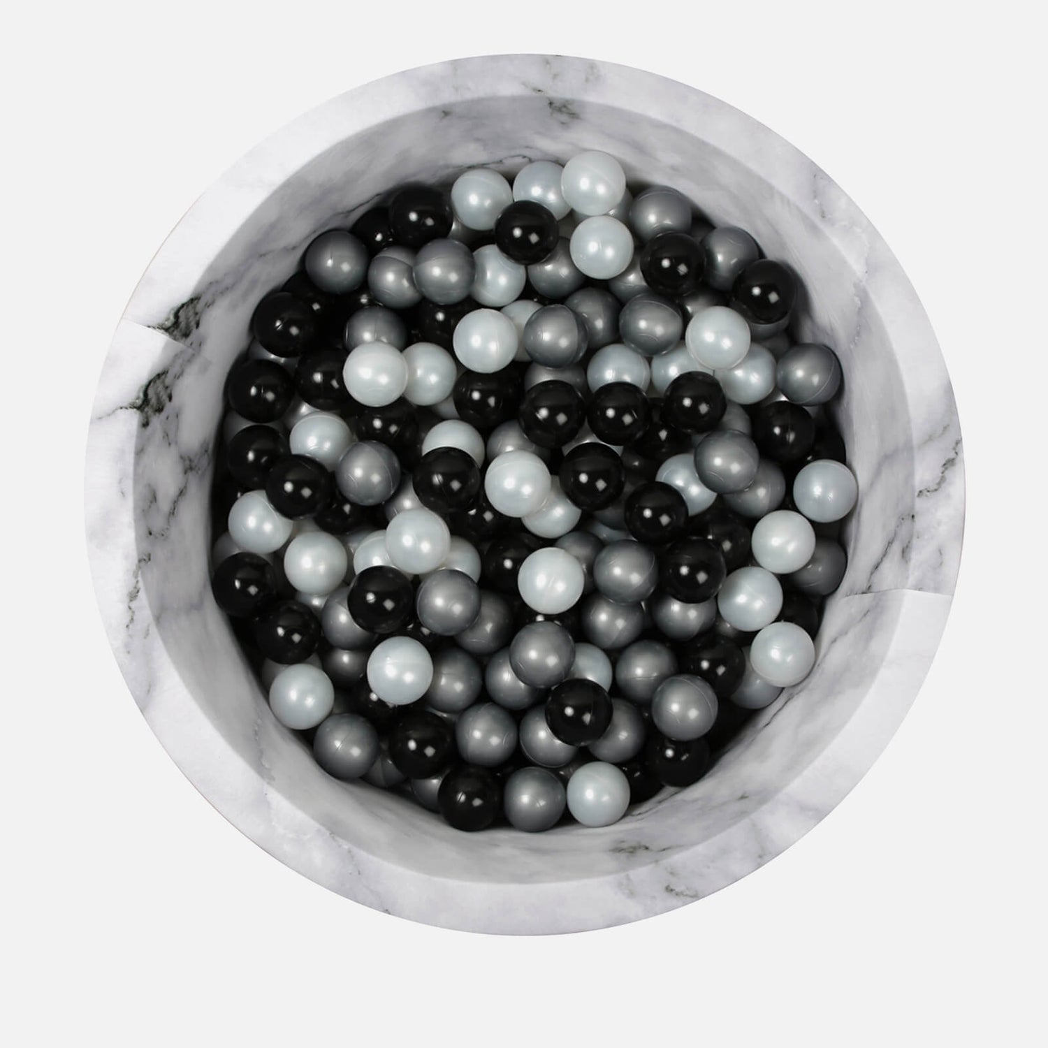 Larisa and Pumpkin Marble Ball Pit - Silver, Pearl and Black Balls