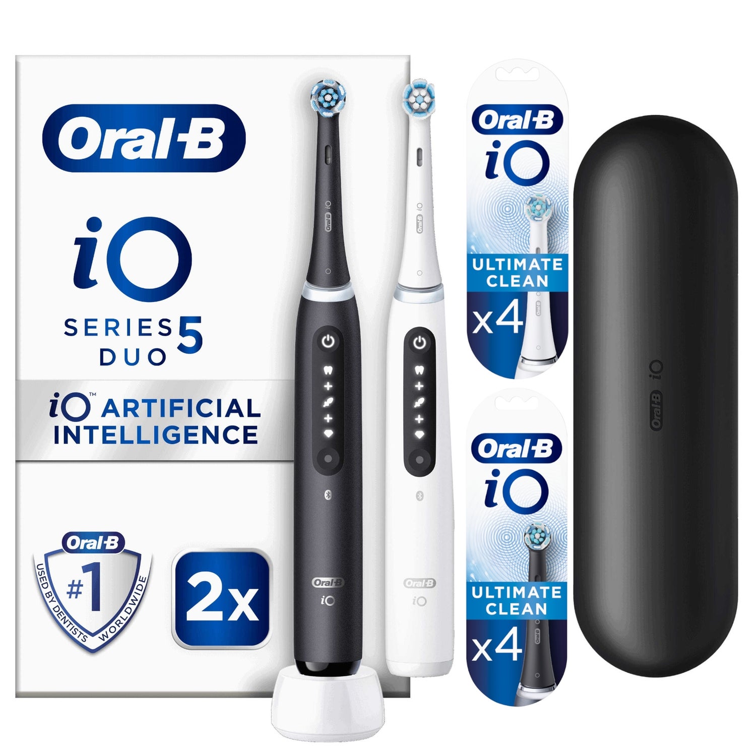 Oral B iO5 Black & White Electric Toothbrushes Designed By Braun, Duo Pack