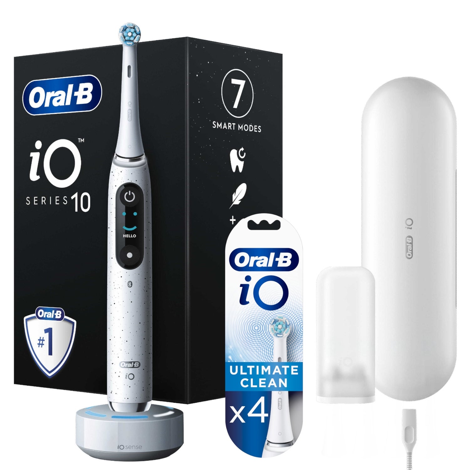 Oral-B iO10 Stardust White Electric Toothbrush with Charging Travel Case