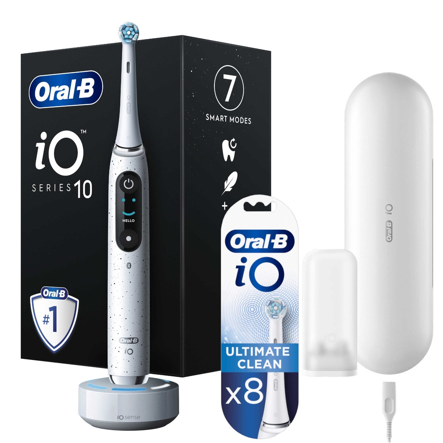 Oral-B iO10 Stardust White Electric Toothbrush with Charging Travel Case