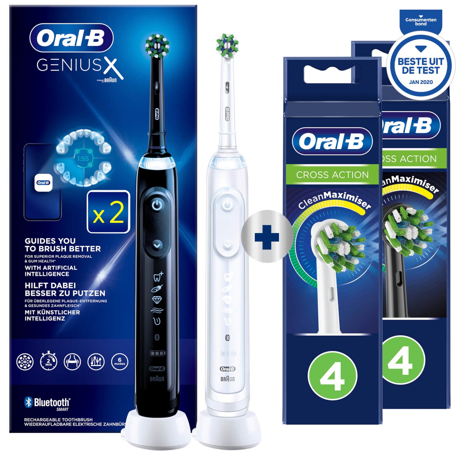 Oral-B Genius X Duopack Zwart & Wit - Elektrische Tandenborstel
