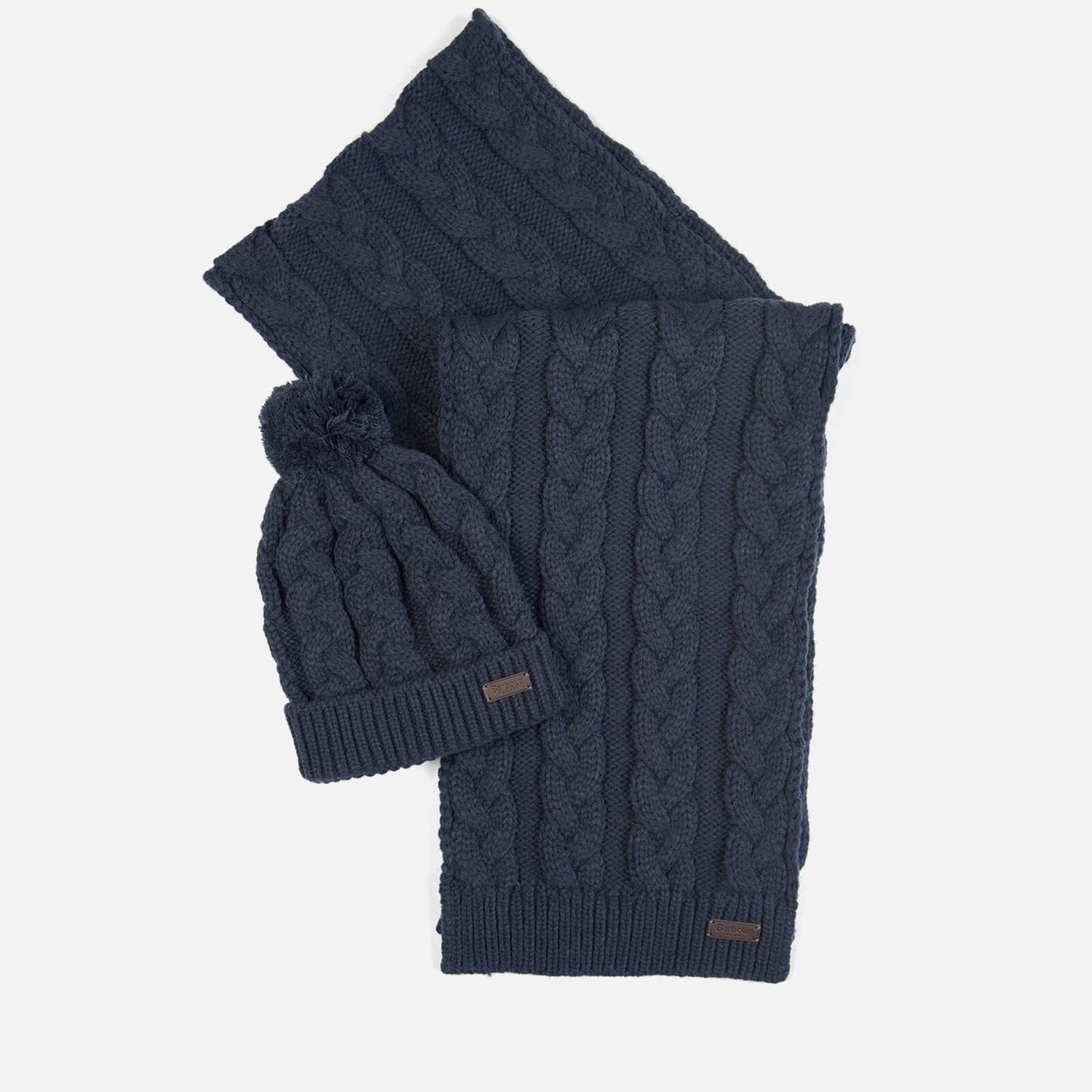 Barbour Highgate Cable Knit Beanie and Scarf Set