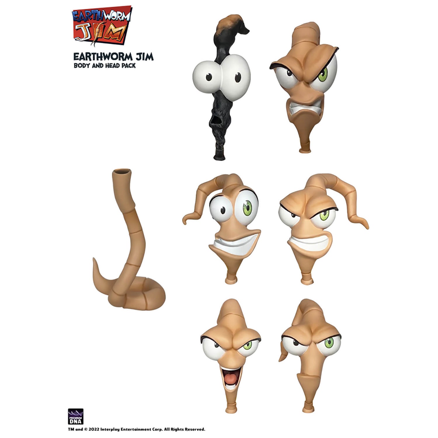 Premium DNA Earthworm Jim Worm Body Jim and Heads Action Figure Set