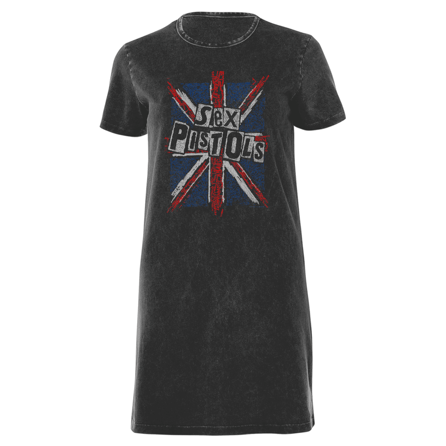 Sex Pistols Union Jack Women's T-Shirt Dress - Black Acid Wash