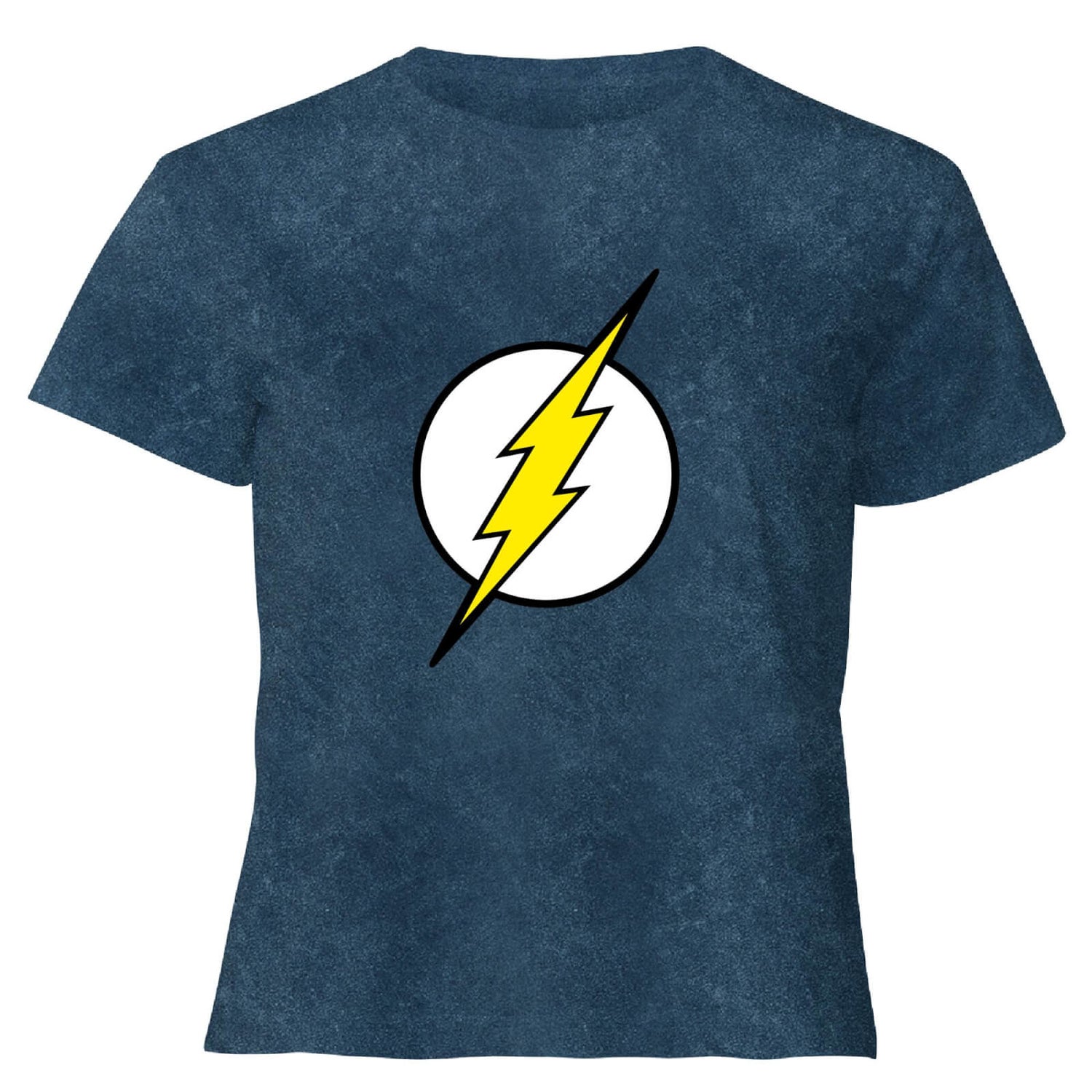Justice League Flash Logo Women's Cropped T-Shirt - Navy Acid Wash