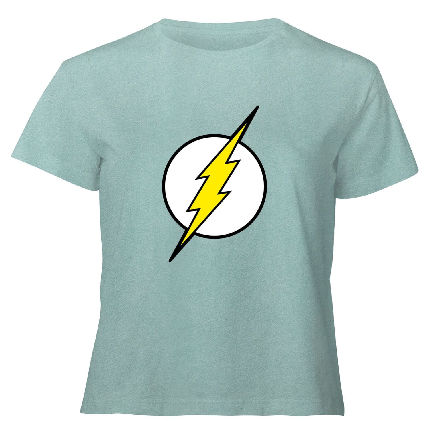 Justice League Flash Logo Women's Cropped T-Shirt - Mint Acid Wash