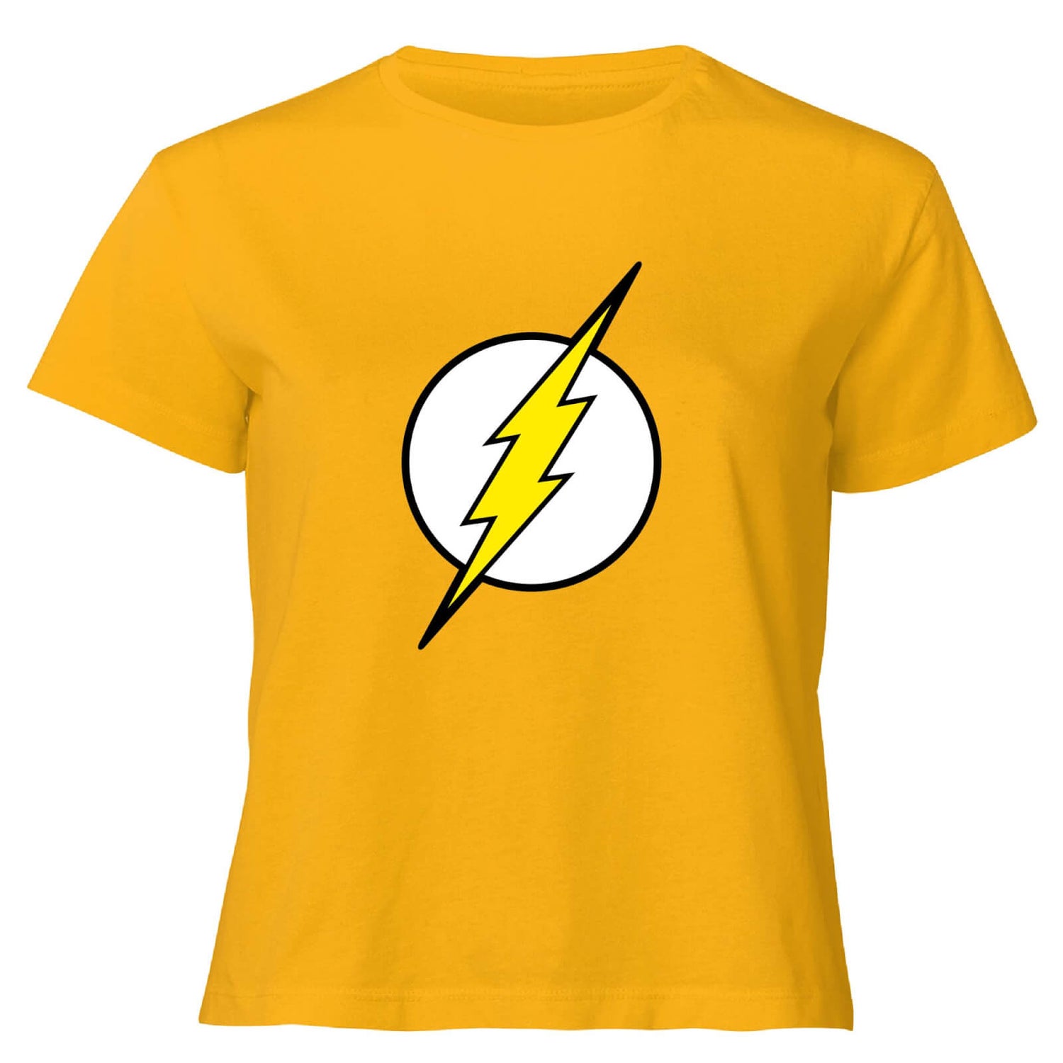 Justice League Flash Logo Women's Cropped T-Shirt - Mustard