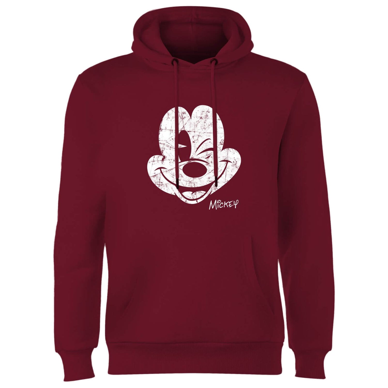 Disney Mickey Mouse Worn Face Hoodie - Burgundy