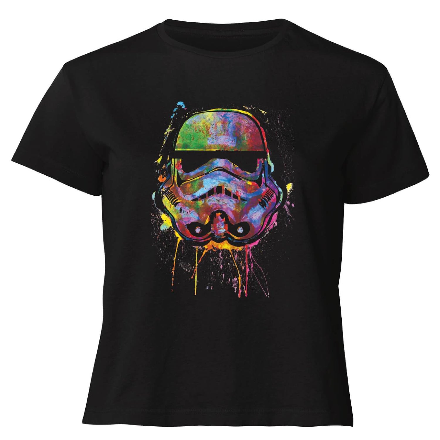 Star Wars Paint Splat Stormtrooper Women's Cropped T-Shirt - Black