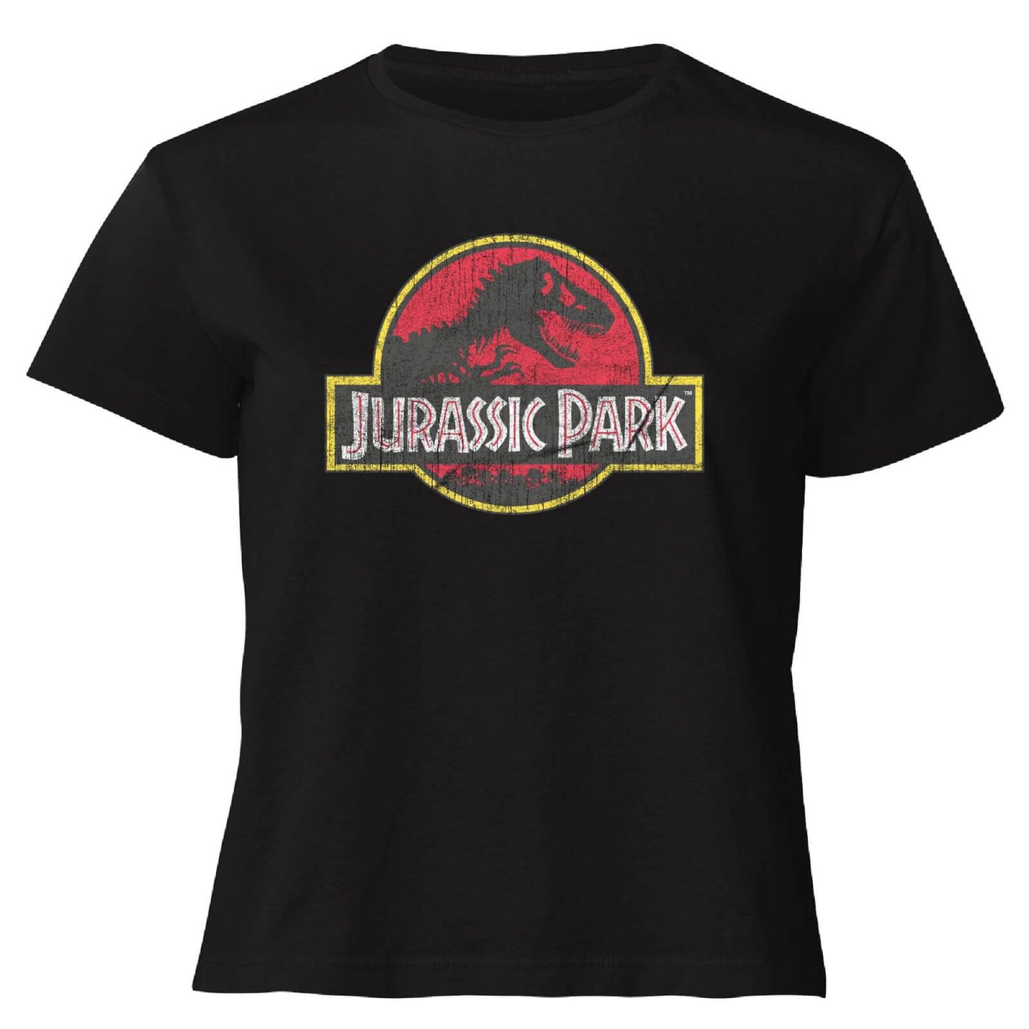 Jurassic Park Logo Vintage Women's Cropped T-Shirt - Black