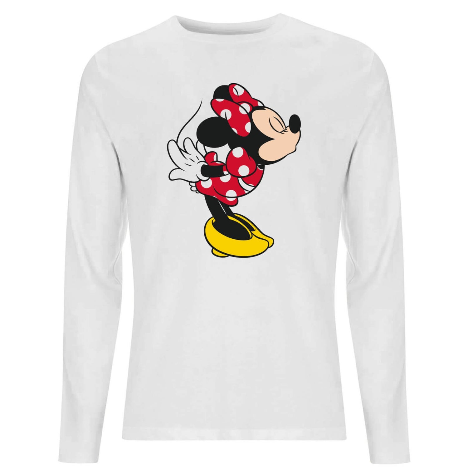 Disney Mickey Mouse Minnie Split Kiss Men's Long Sleeve T-Shirt - White