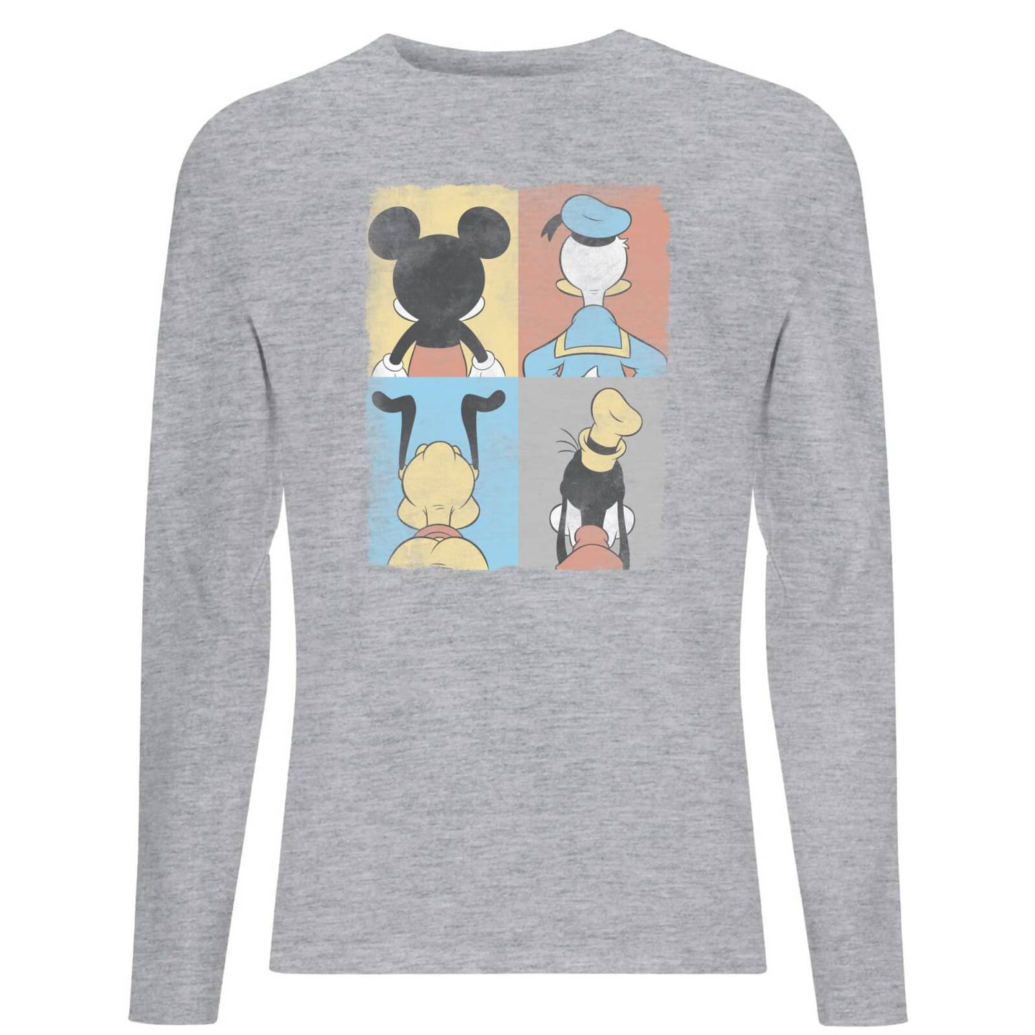 Disney Donald Duck Mickey Mouse Pluto Goofy Tiles Men's Long Sleeve T-Shirt - Grey