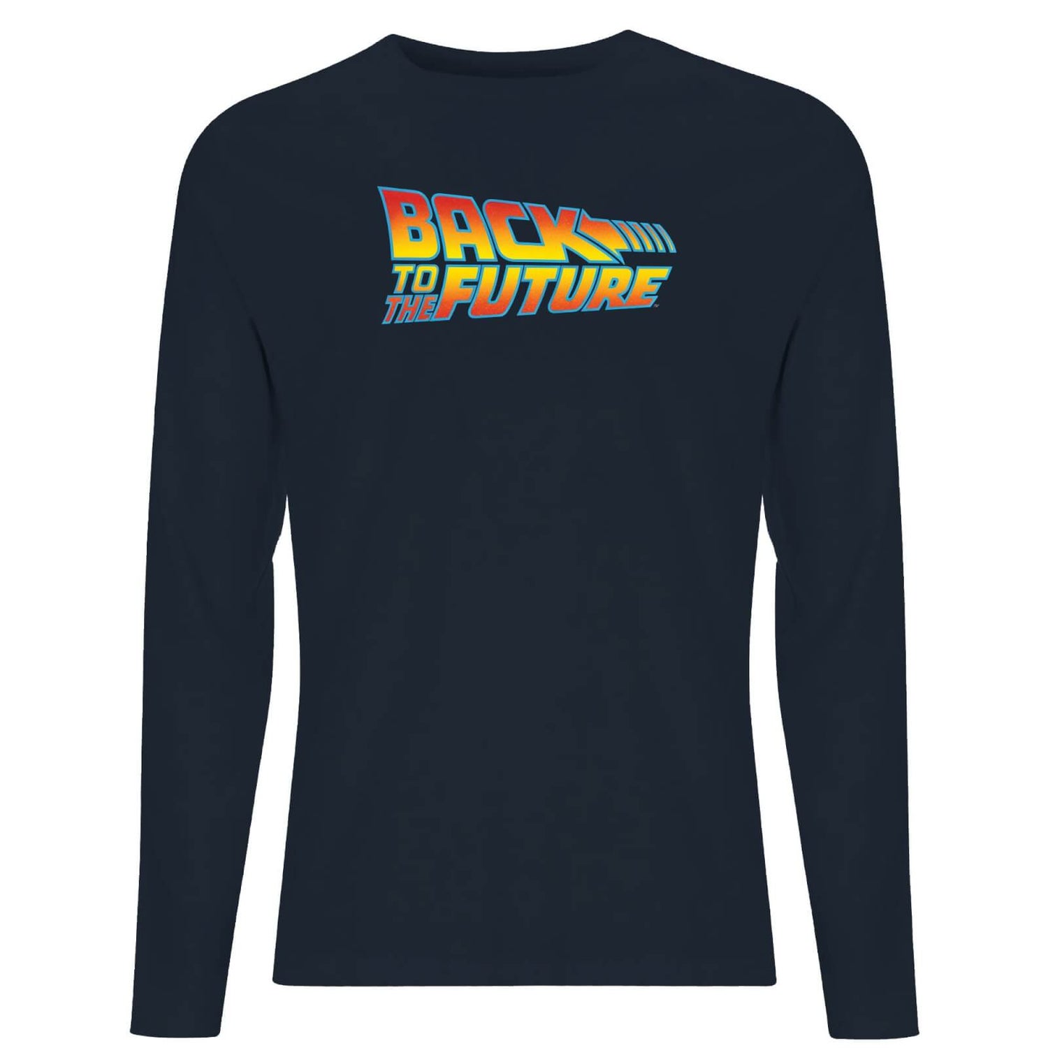 Back To The Future Classic Logo Men's Long Sleeve T-Shirt - Navy