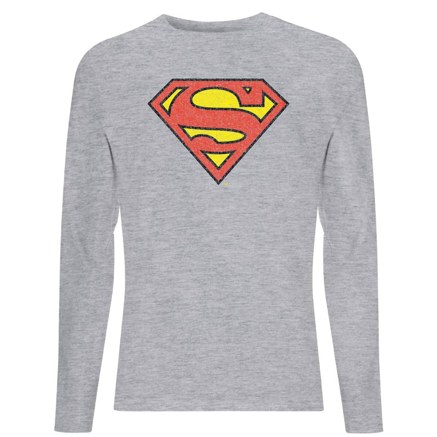Official Superman Crackle Logo Men's Long Sleeve T-Shirt - Grey