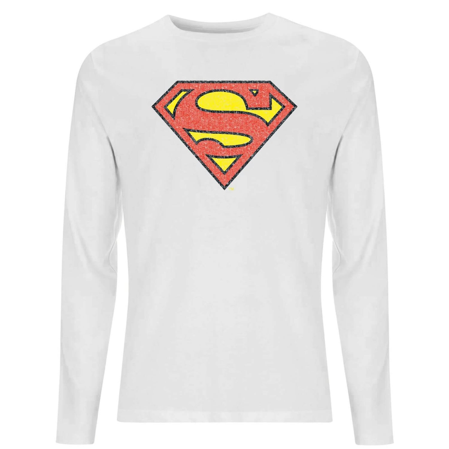 Camiseta de manga larga para hombre de Superman Crackle Logo - Blanco