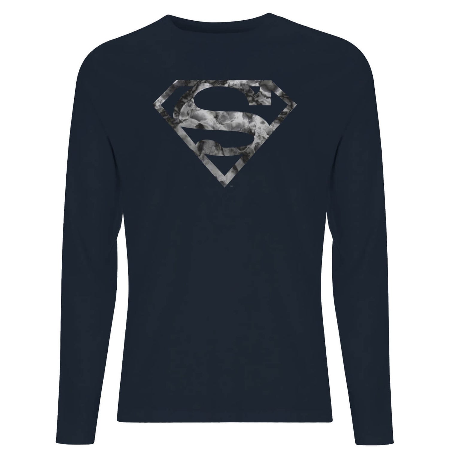 Marble Superman Logo Men's Long Sleeve T-Shirt - Navy
