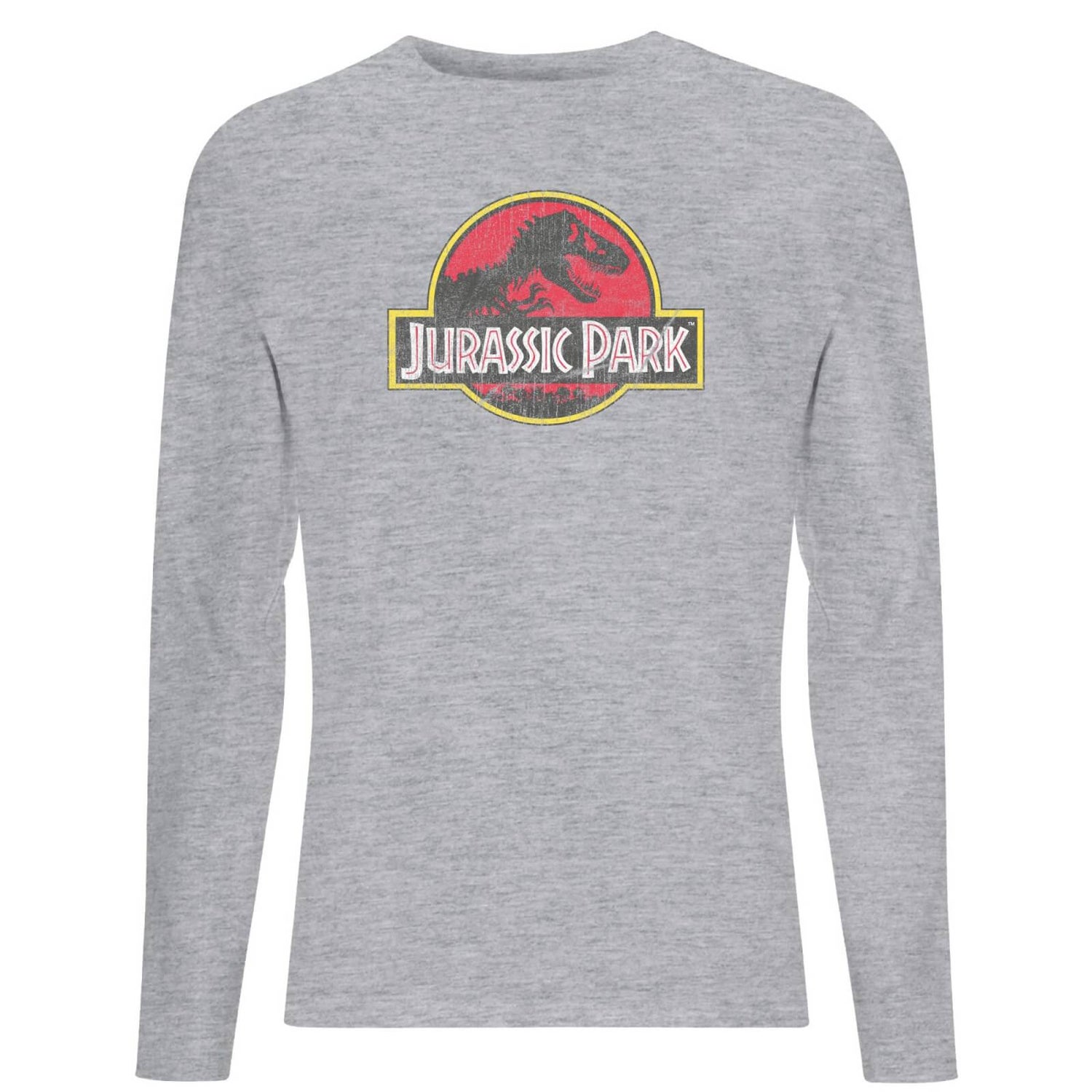 Jurassic Park Logo Vintage Men's Long Sleeve T-Shirt - Grey