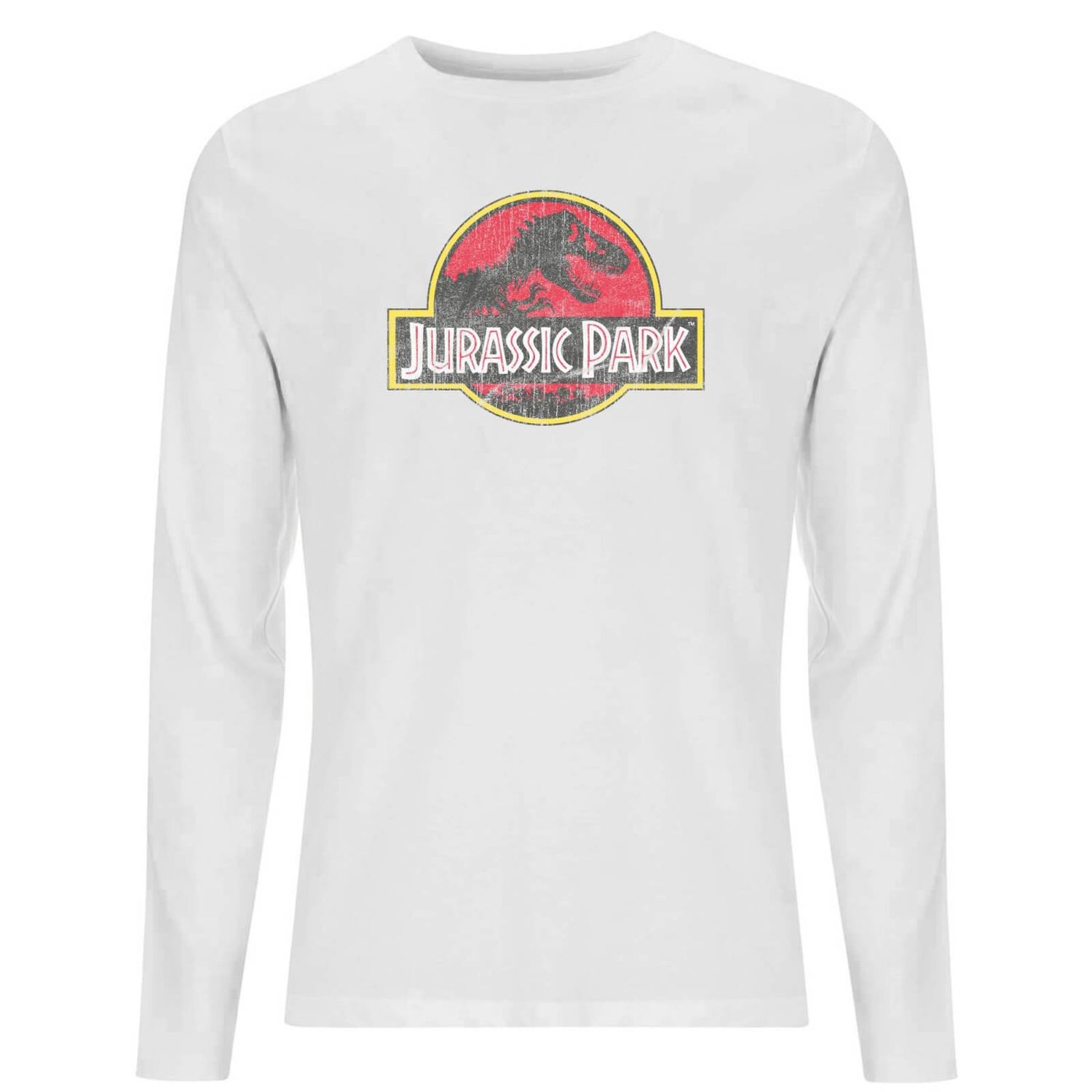 Jurassic Park Logo Vintage Men's Long Sleeve T-Shirt - White