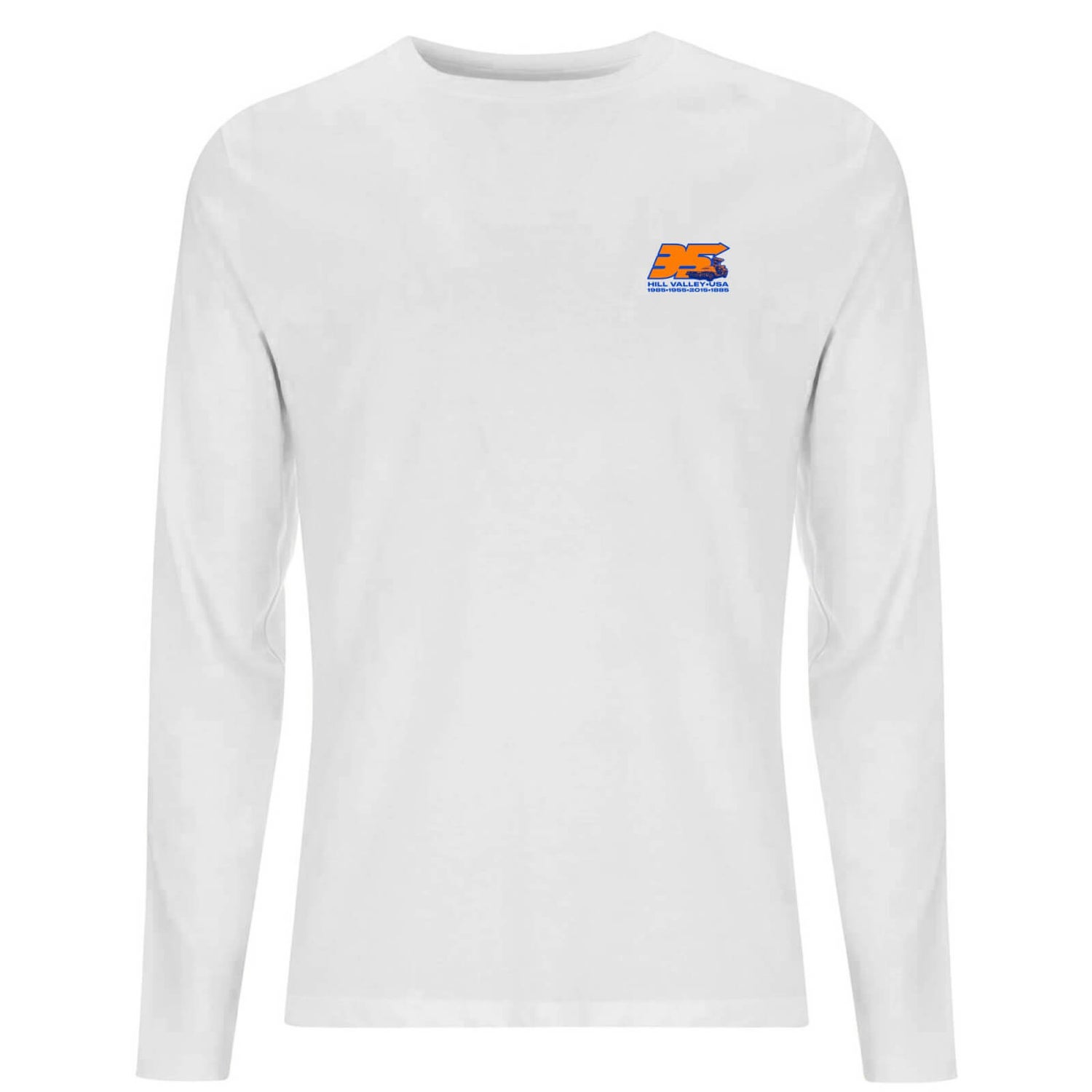 Back To The Future 35 Hill Valley Front Men's Long Sleeve T-Shirt - White