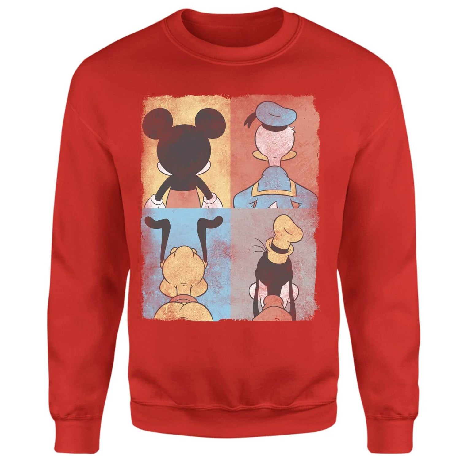 Donald Duck Mickey Mouse Pluto Goofy Tiles Sweatshirt - Red