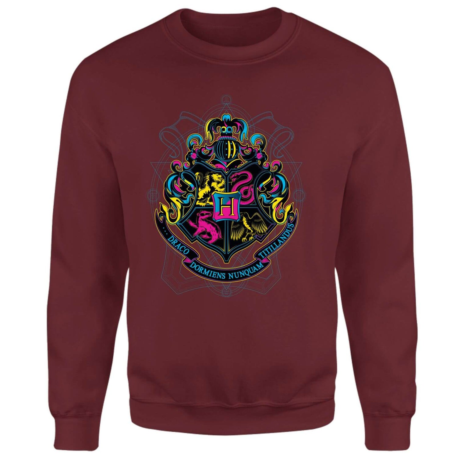 Harry Potter Hogwarts Neon Crest Sweatshirt - Burgundy