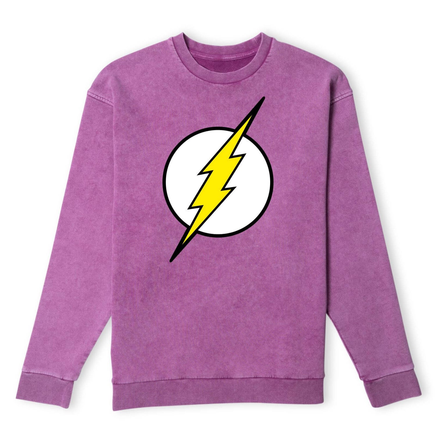 Justice League Flash Logo Sweatshirt - Purple Acid Wash