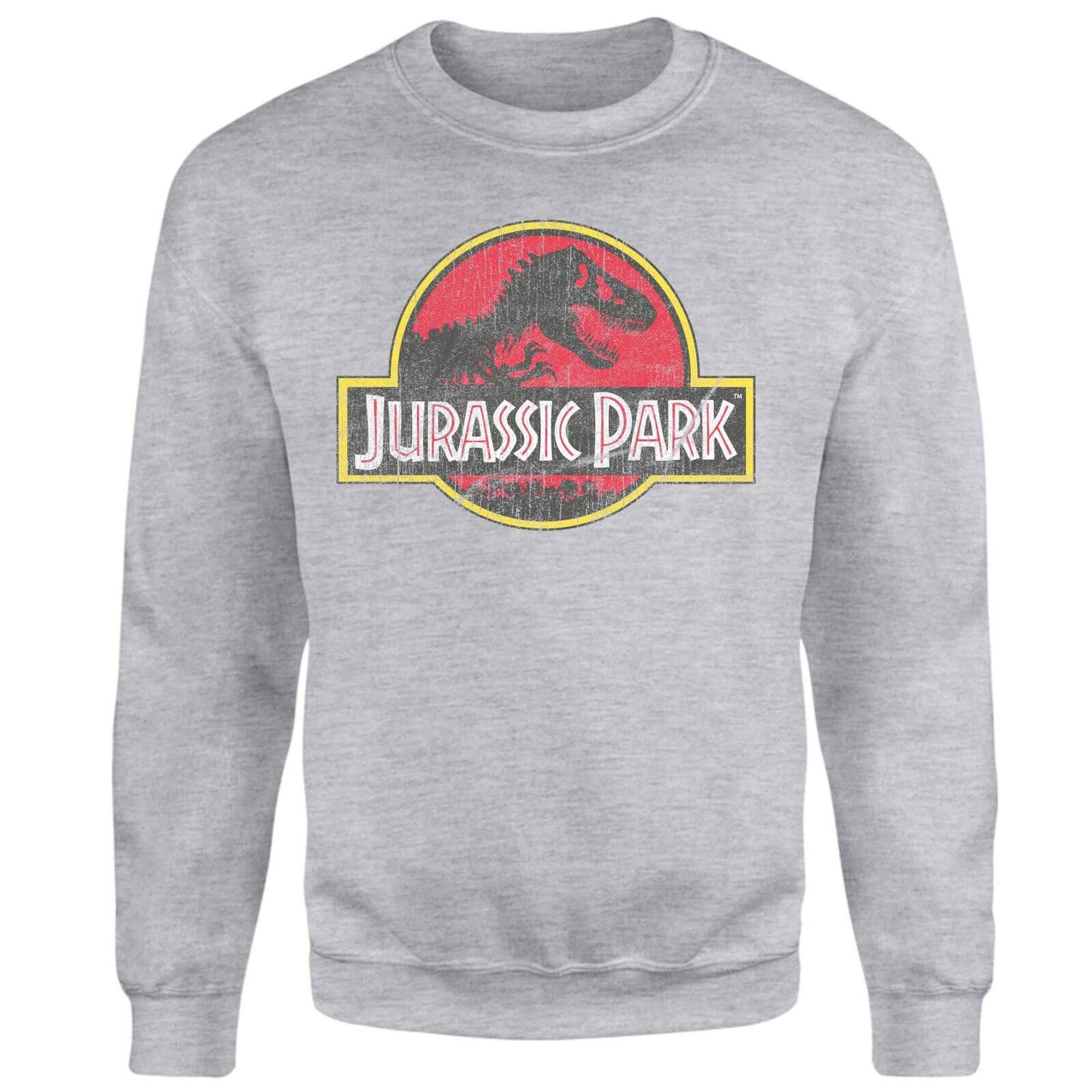 Jurassic Park Logo Vintage Sweatshirt - Grey