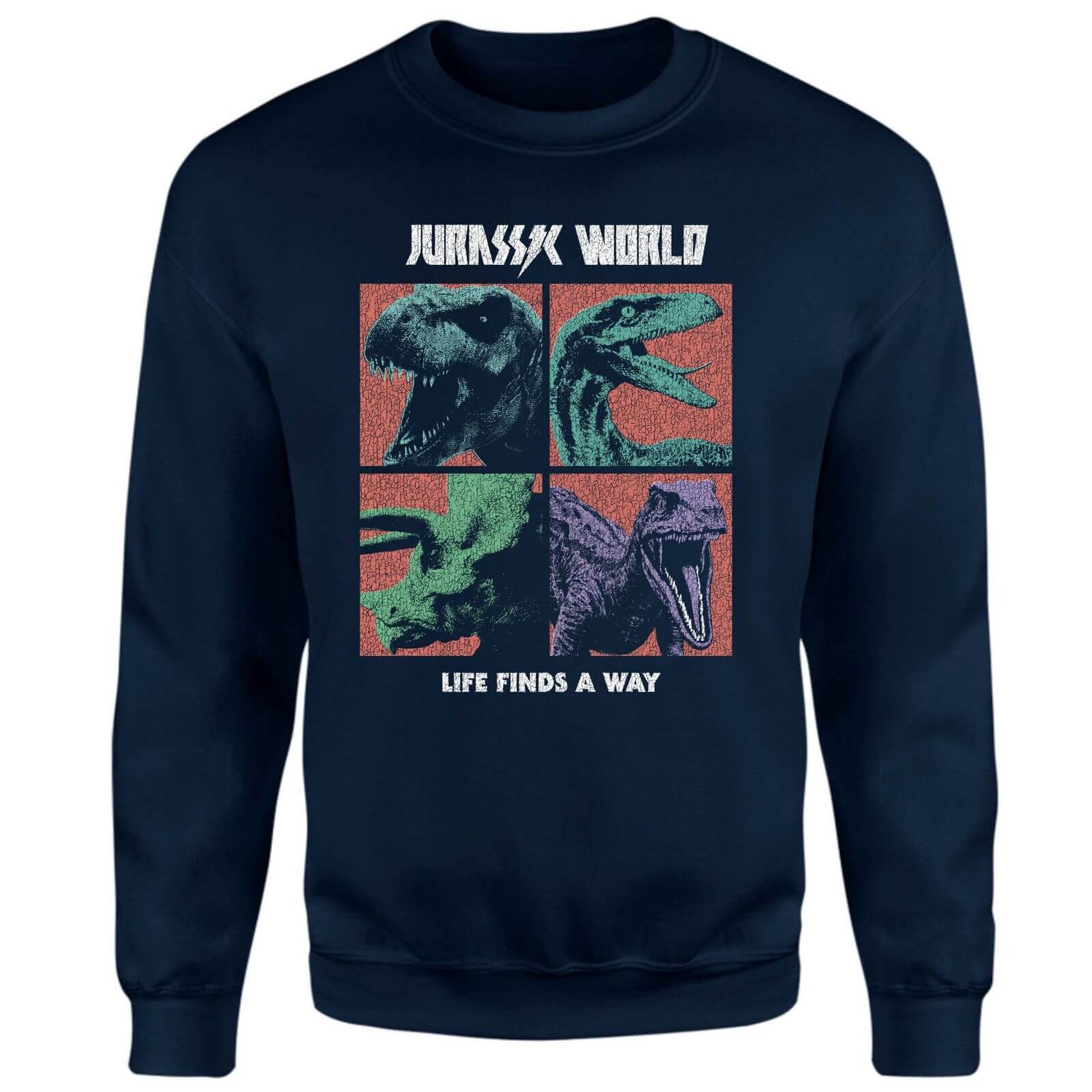 Jurassic Park World Four Colour Faces Sweatshirt - Navy