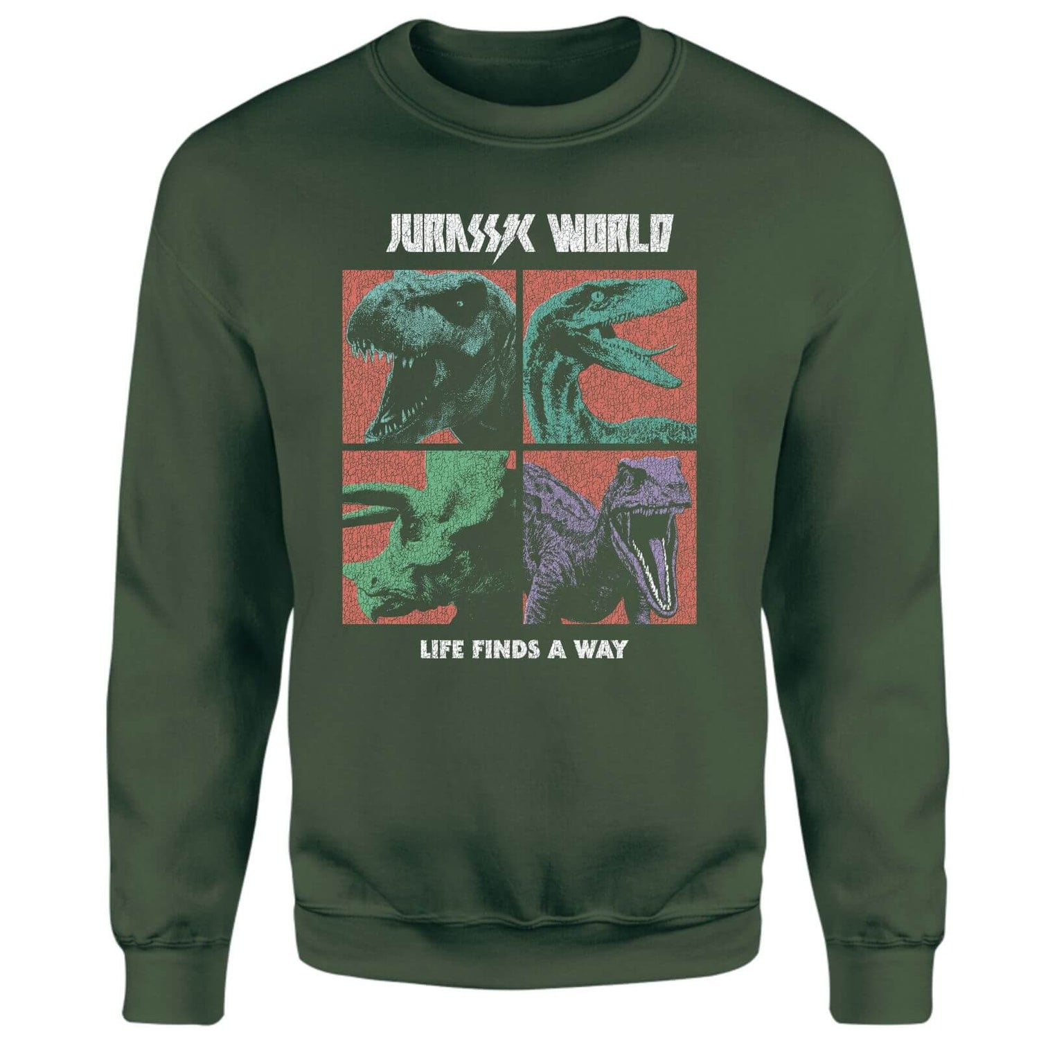 Jurassic Park World Four Colour Faces Sweatshirt - Green
