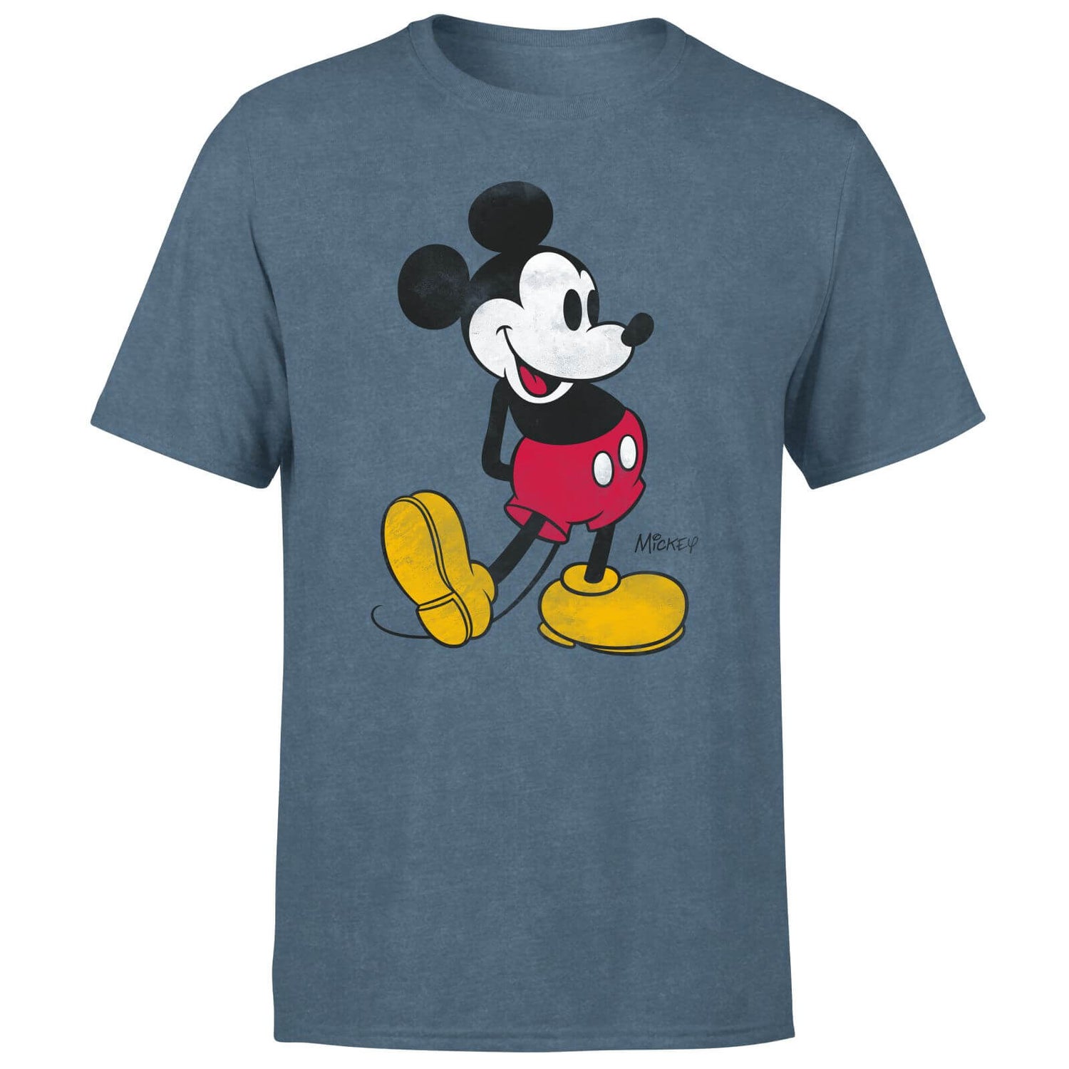Mickey Mouse Classic Kick Men's T-Shirt - Navy Acid Wash