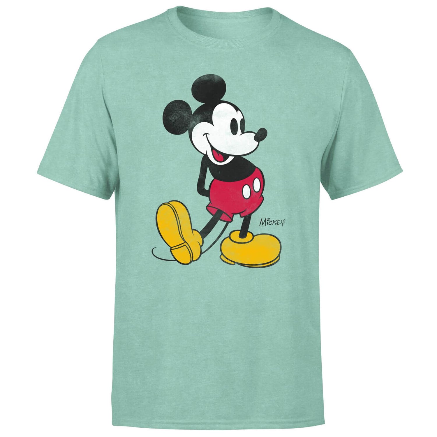 Mickey Mouse Classic Kick Men's T-Shirt - Mint Acid Wash