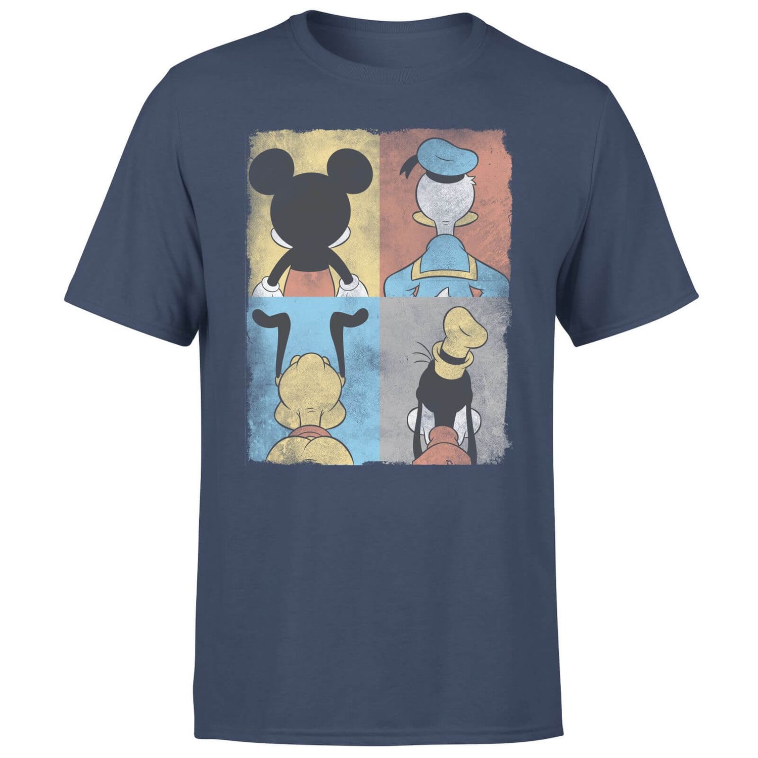 Donald Duck Mickey Mouse Pluto Goofy Tiles Men's T-Shirt - Navy