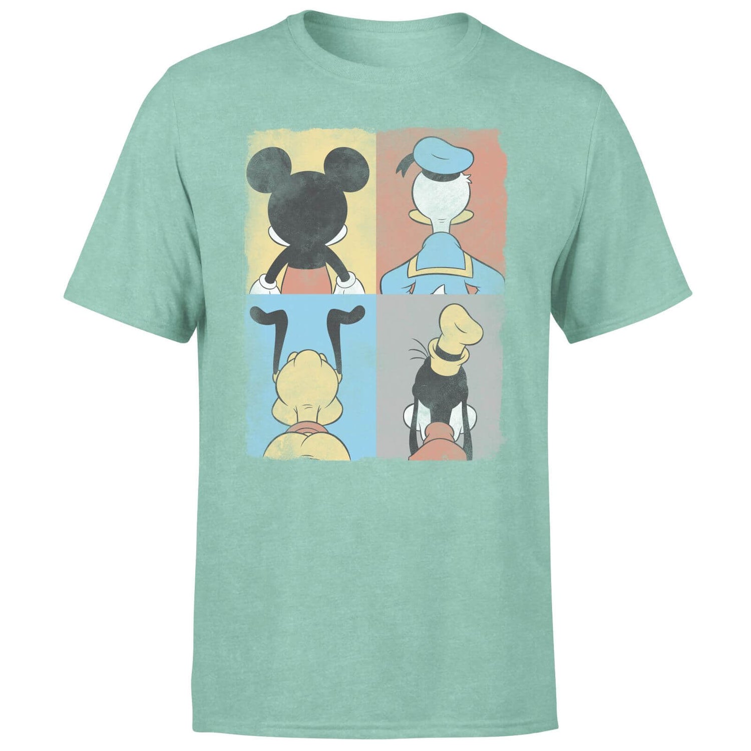 Donald Duck Mickey Mouse Pluto Goofy Tiles Men's T-Shirt - Mint Acid Wash