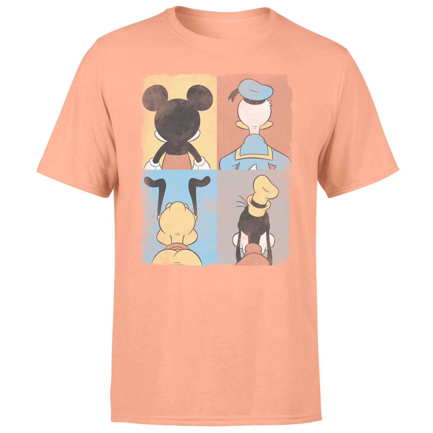 Donald Duck Mickey Mouse Pluto Goofy Tiles Men's T-Shirt - Coral