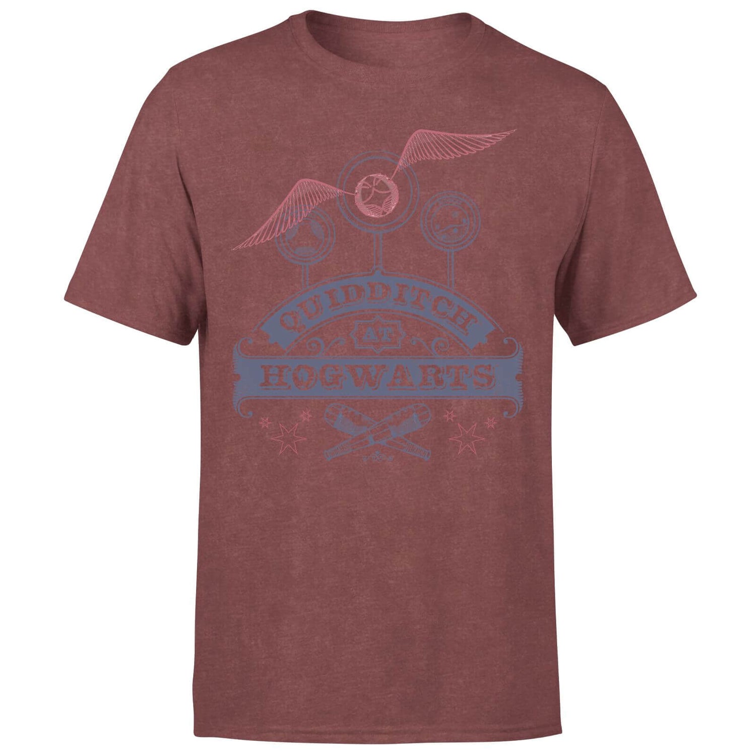 Harry Potter Quidditch At Hogwarts Men's T-Shirt - Burgundy Acid Wash
