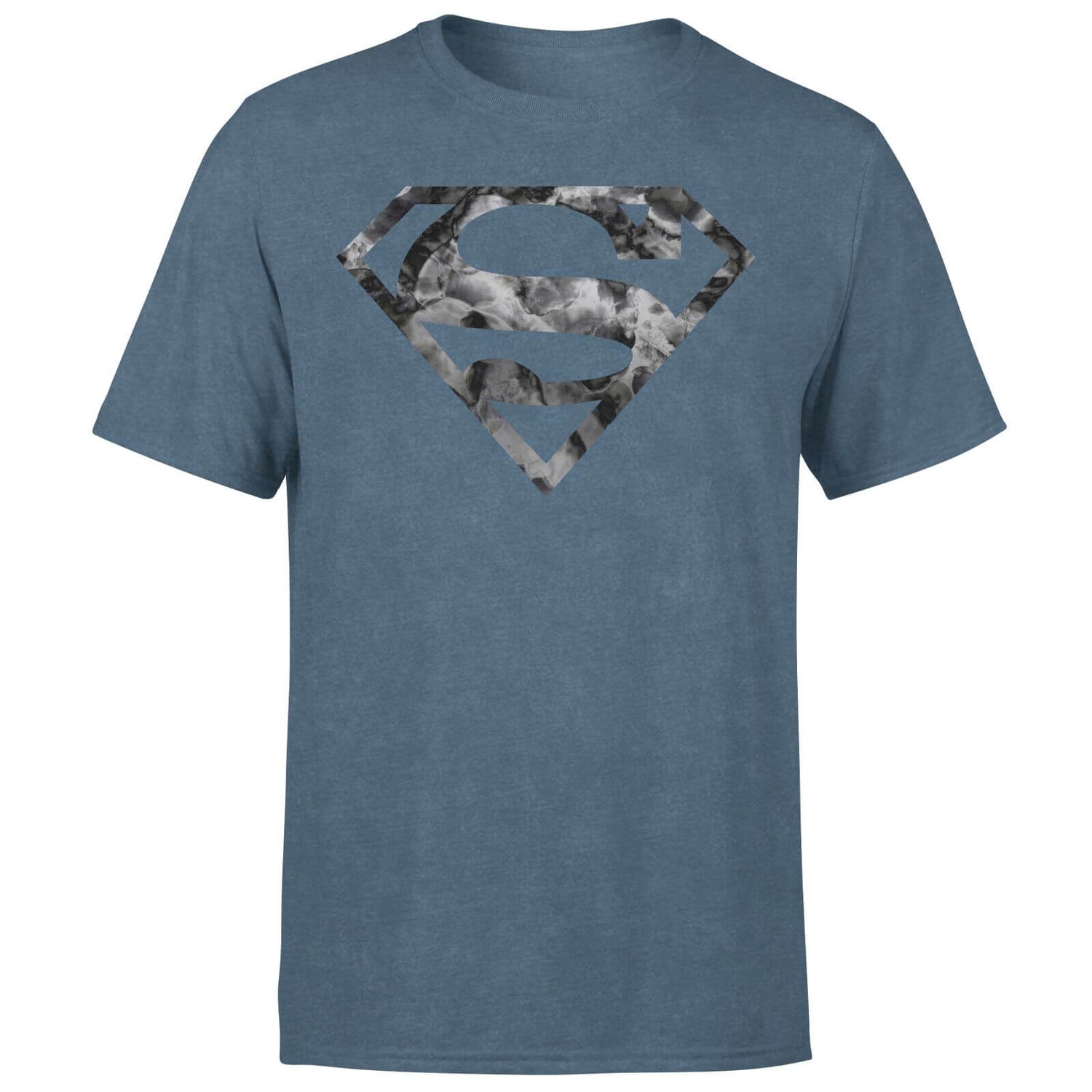 Marble Superman Logo Men's T-Shirt - Navy Acid Wash