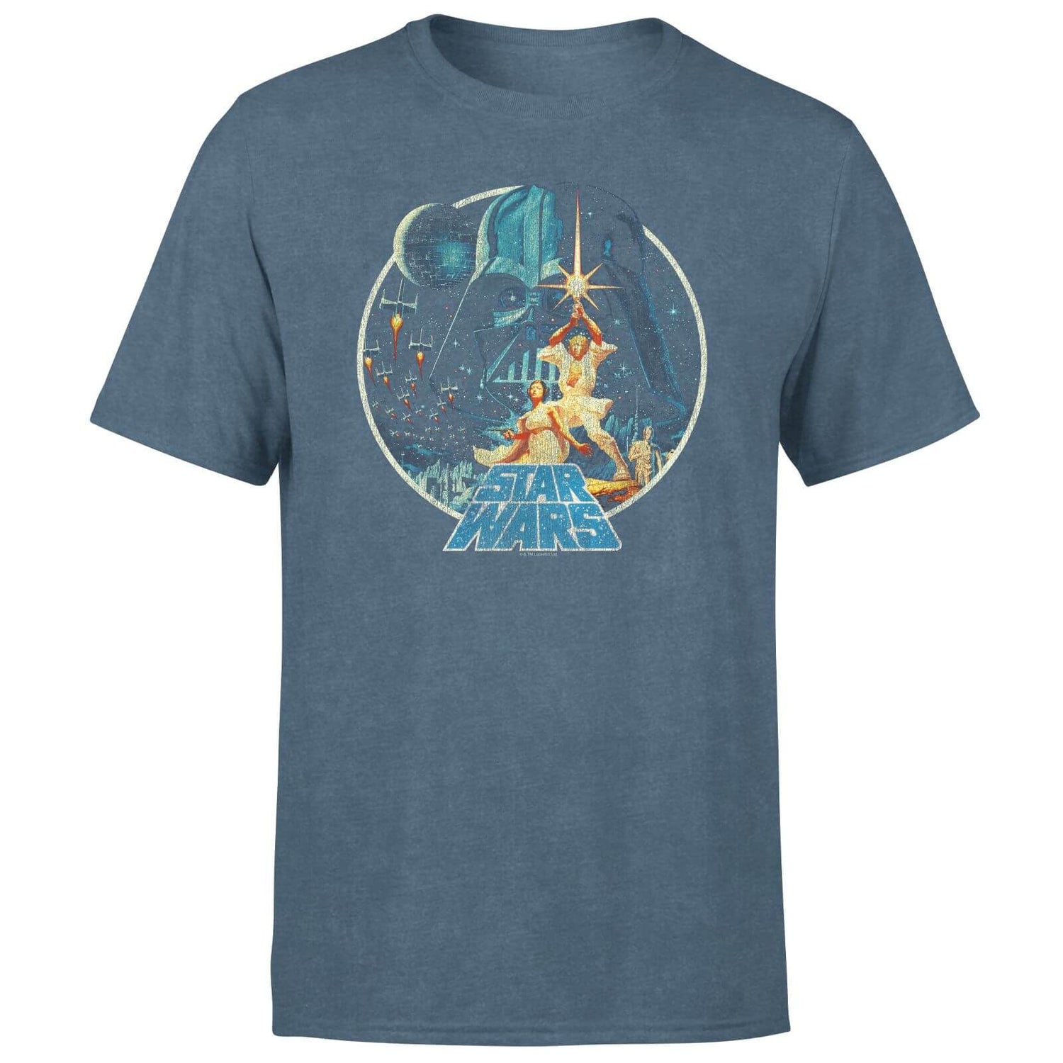 Star Wars Classic Vintage Victory Men's T-Shirt - Navy Acid Wash