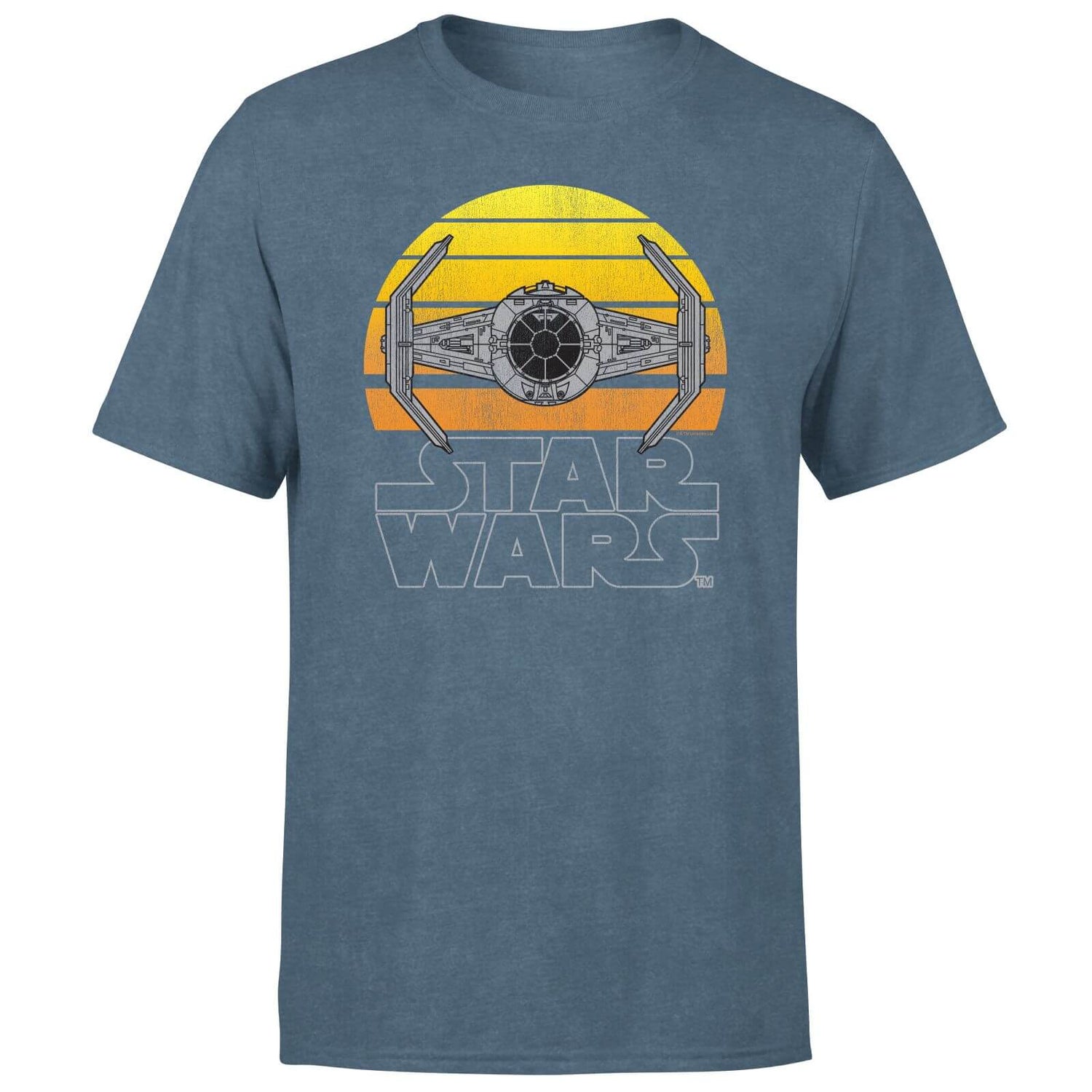 Star Wars Classic Sunset Tie Men's T-Shirt - Navy Acid Wash