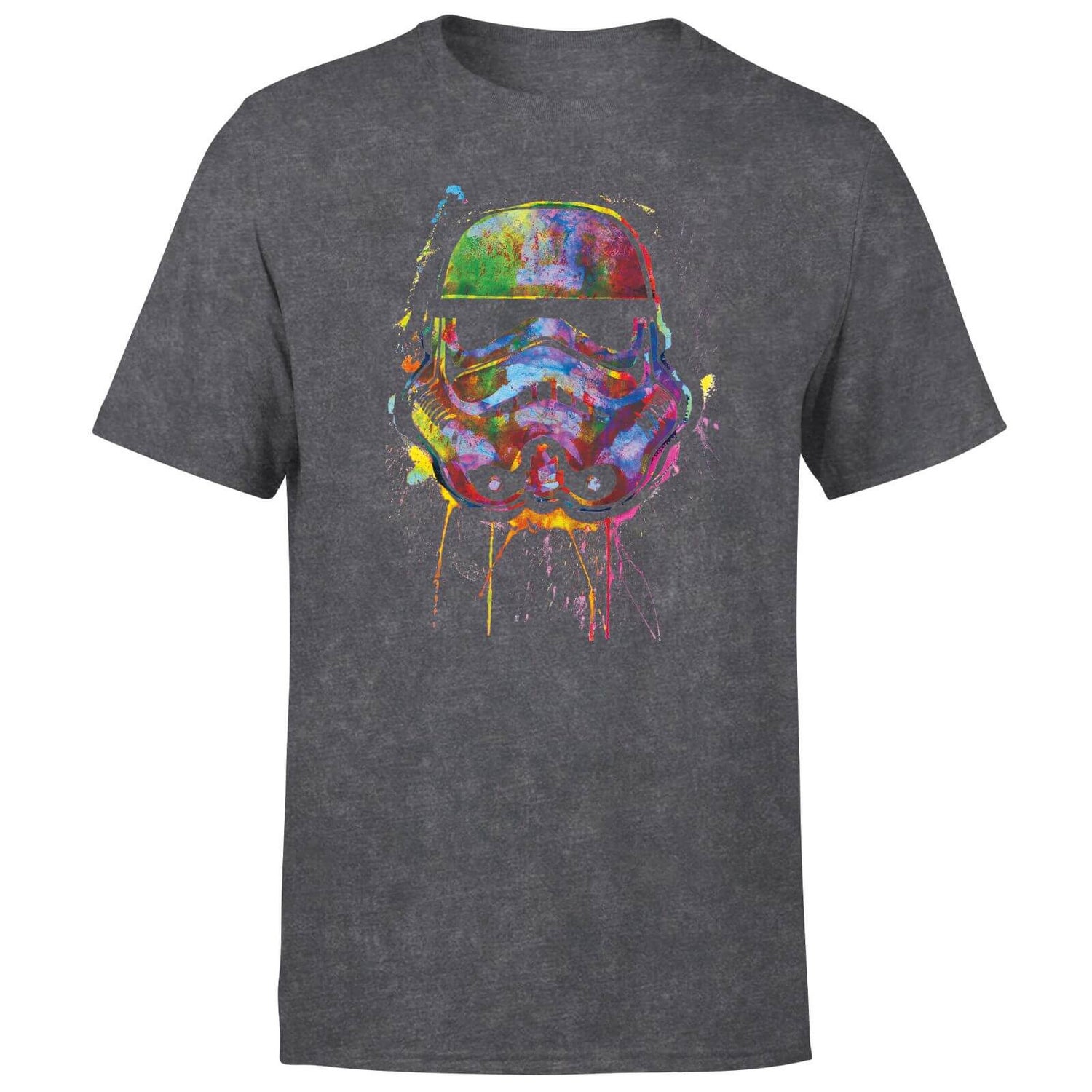 Star Wars Paint Splat Stormtrooper Men's T-Shirt - Black Acid Wash