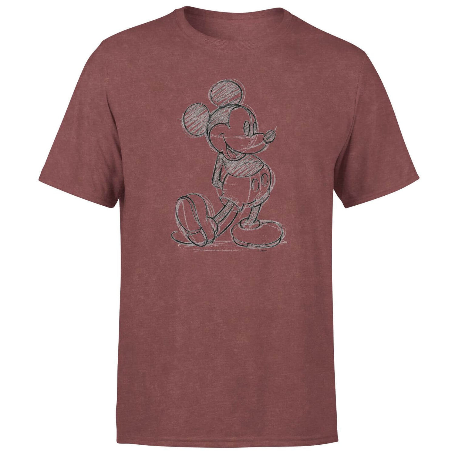 Disney Mickey Mouse Sketch Men's T-Shirt - Burgundy Acid Wash