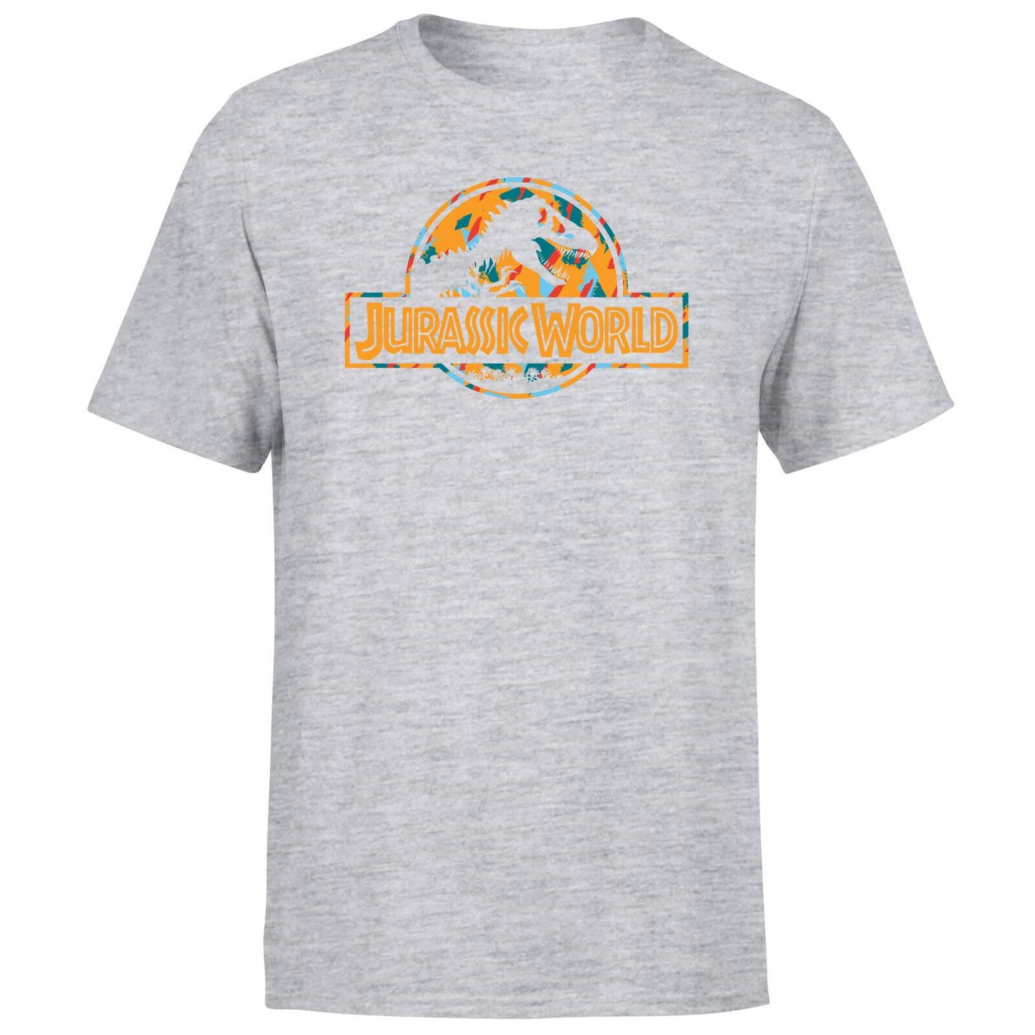 Jurassic Park Logo Tropical Men's T-Shirt - Grey