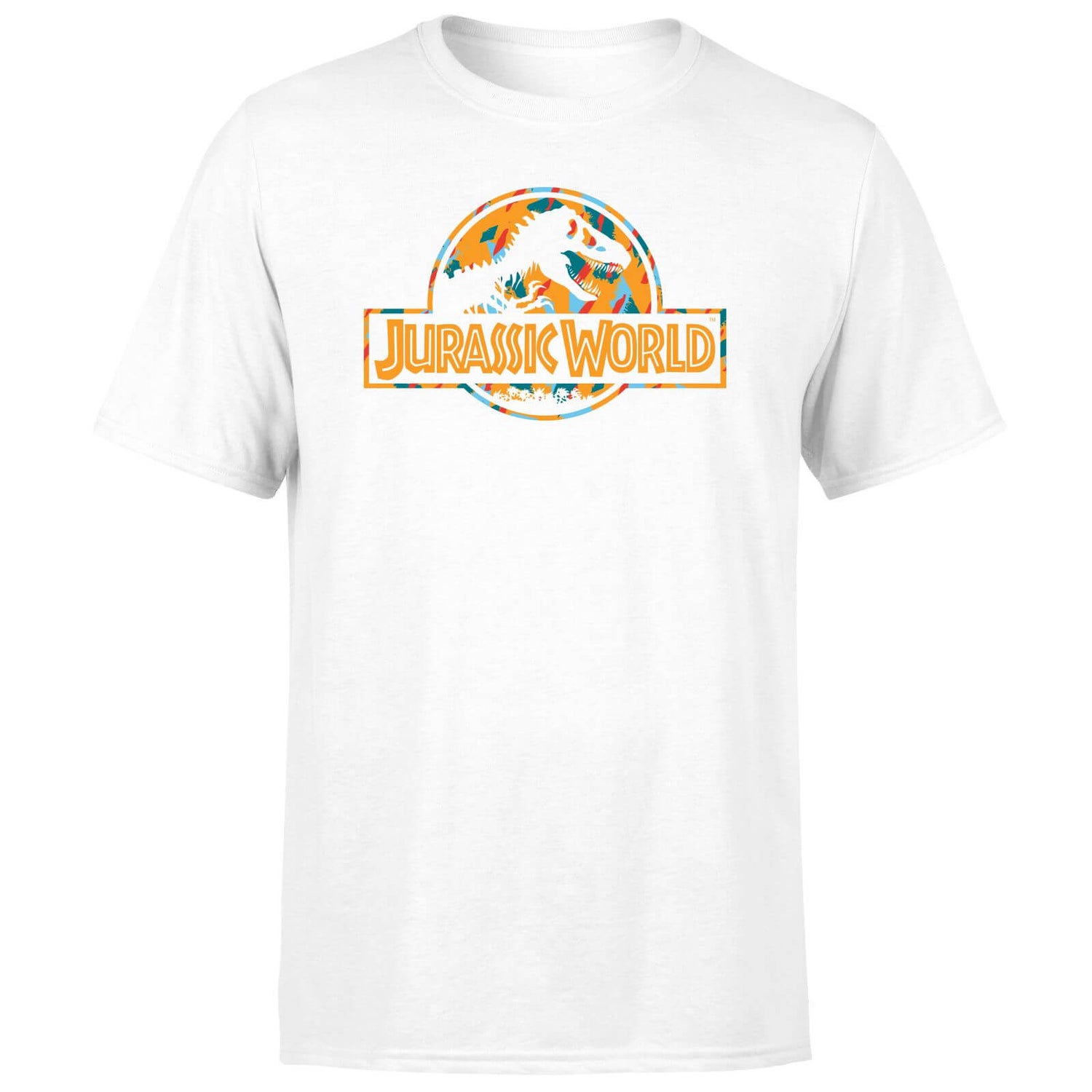 Jurassic Park Logo Tropical Men's T-Shirt - White